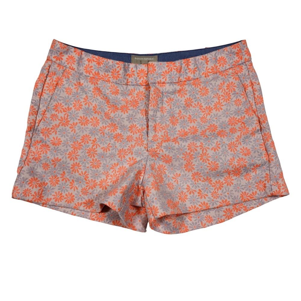 Banana Republic Hampton Fit‎ Floral Daisy Shorts Orange Purple Womens 8 Summer